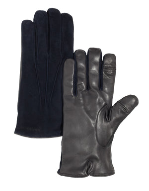 Men’s Leather Gloves | Navy/Grey Seude Italian Leather Genius Gloves | Pengallan