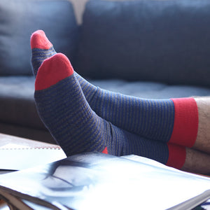 Men’s Socks | Blue/Grey Striped Serious Socks | Pengallan
