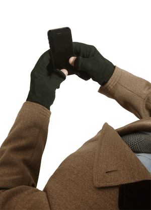 Men’s Leather Gloves | Hunter Green Suede Italian Leather Genius Gloves | Pengallan