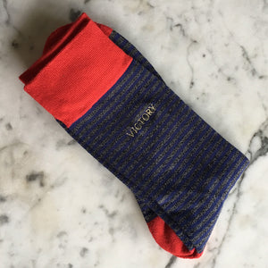 Monogram | Men’s Socks | Blue/Grey Striped Serious Socks | Pengallan