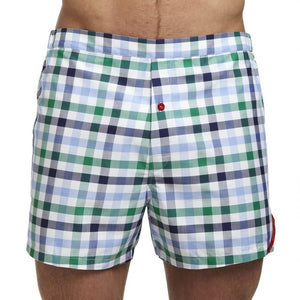 Men’s Designer Underwear | Slim-Fit Boxers Green-Blue Check | Pengallan