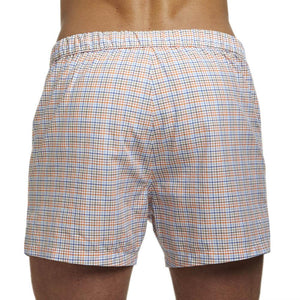 Men’s Designer Underwear | Slim-Fit Boxers Blue/Orange Tattersall | Pengallan