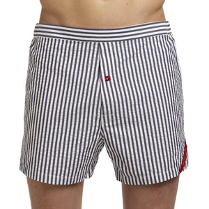 Men’s Designer Underwear | Slim-Fit Boxers Grey/White Seersucker | Pengallan