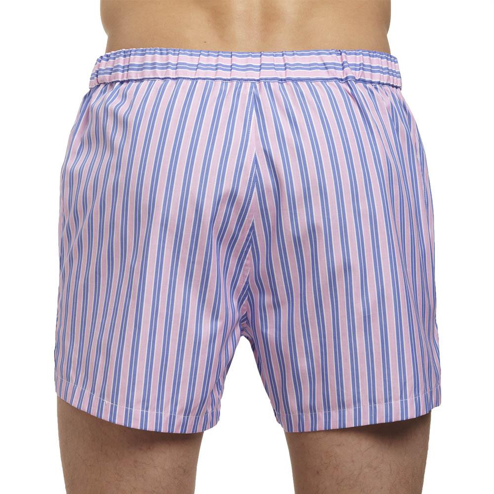 Men's Designer Underwear, Slim-Fit Boxers Pink/Blue Stripe